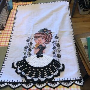 Handcrafted Kitchen Towel with Crochet Trim